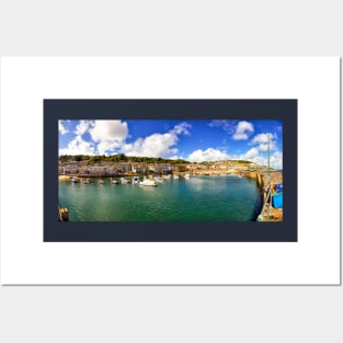 Mousehole Harbor Boats Panorama Posters and Art